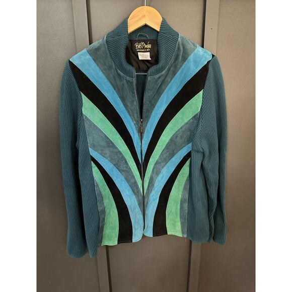 Bob Mackie Jackets & Blazers - Bob Mackie Teal and Black Leather Jacket